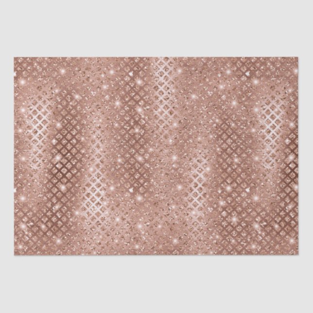 Elegant Rose Gold Diamonds Metallic Glitter Tissue Paper (Front)
