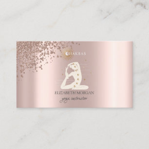 Elegant Rose Gold Diamonds Yoga Girl Silhouette Business Card