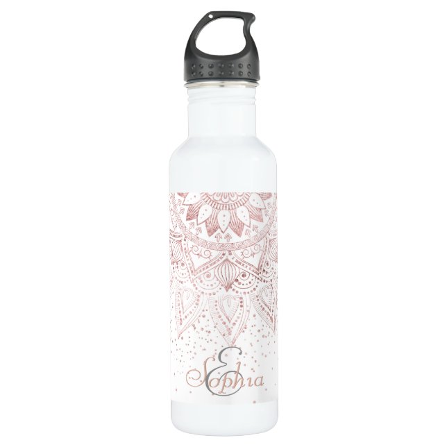 Elegant Rose Gold Dots Mandala 710 Ml Water Bottle (Front)