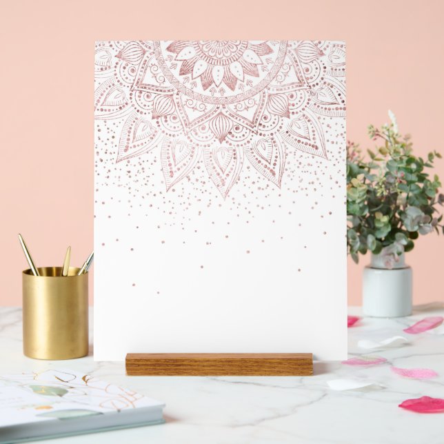 Elegant Rose Gold Dots Mandala Acrylic Sign (Wedding)