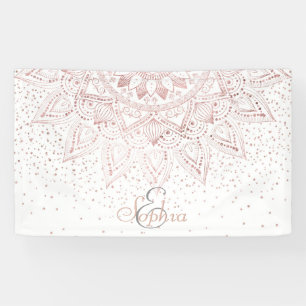Elegant Rose Gold Dots Mandala Banner