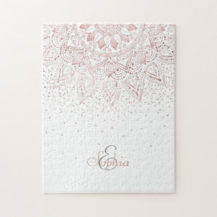 Elegant Rose Gold Dots Mandala Jigsaw Puzzle
