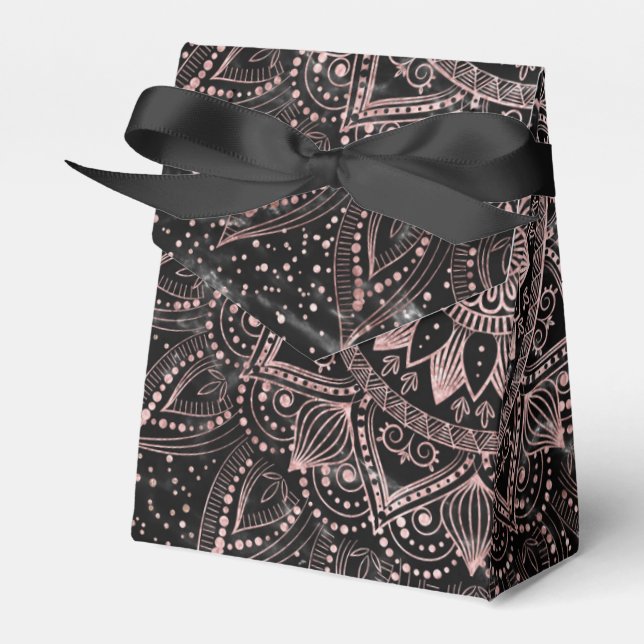 Elegant  Rose Gold Dots Mandala Marble  Favour Box (Front Side)