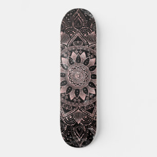 Elegant  Rose Gold Dots Mandala Marble  Skateboard