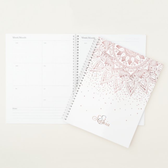 Elegant Rose Gold Dots Mandala Planner (Display)