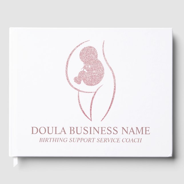 Elegant Rose Gold Doula Business Client Guest Book (Front)