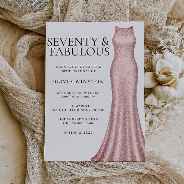 Elegant Rose Gold Dress Womans 70th Birthday Party Invitation (Creator Uploaded)