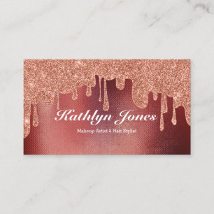 Elegant Rose Gold Dripping Makeup Hair Beauty Business Card