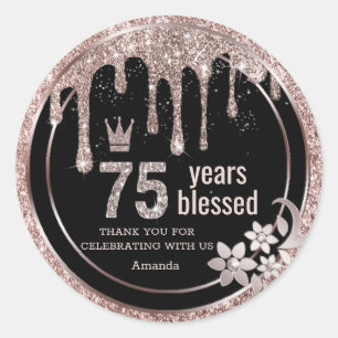 Elegant Rose Gold Drips Thank You  Classic Round Sticker