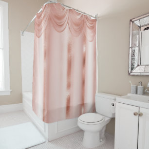 Elegant Rose Gold Drop Valance Border Shower Curtain