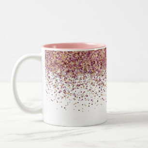 Elegant Rose Gold Falling Confetti Ombre Two-Tone  Coffee Mug