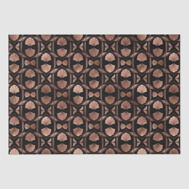 Elegant Rose Gold Fan Grid Art Deco Pattern Design Tissue Paper (Front)
