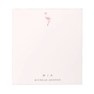 Elegant Rose Gold  Flamingo    Monogram Custom Notepad