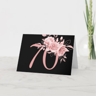 Elegant Rose Gold Floral 70th Birthday Party Card