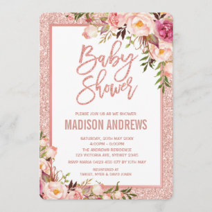 Elegant Rose Gold Floral Baby Shower Invitation