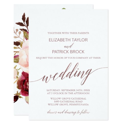 Image of Elegant Rose Gold | Floral Backing Wedding Invitation