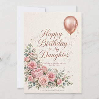 Elegant Rose Gold Floral Daughter Birthday Card