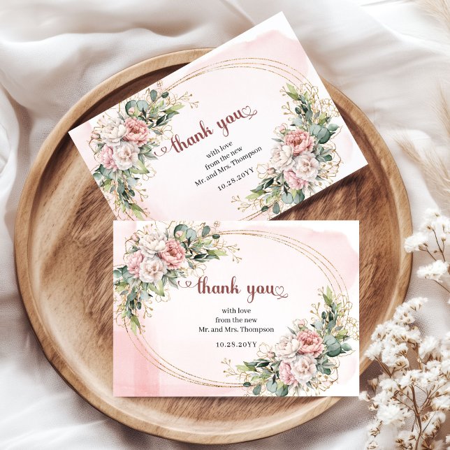 Elegant Rose Gold Floral Eucalyptus Thank You Card (Elegant Rose Gold Floral Eucalyptus Thank You Card)