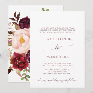 Elegant Rose Gold Floral Formal Wedding Invitation