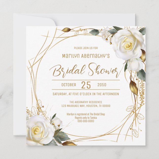 Elegant Rose Gold Floral Invitation (Front)