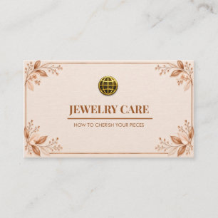 Elegant Rose Gold Floral Jewellery Care Card