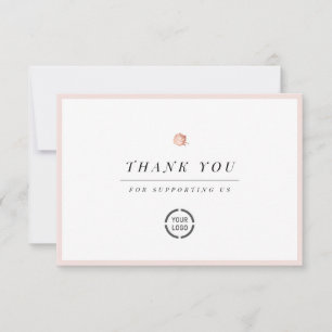 Elegant Rose gold floral minimalist business Thank You Card