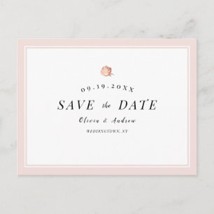 Elegant Rose gold floral minimalist save the date Announcement Postcard