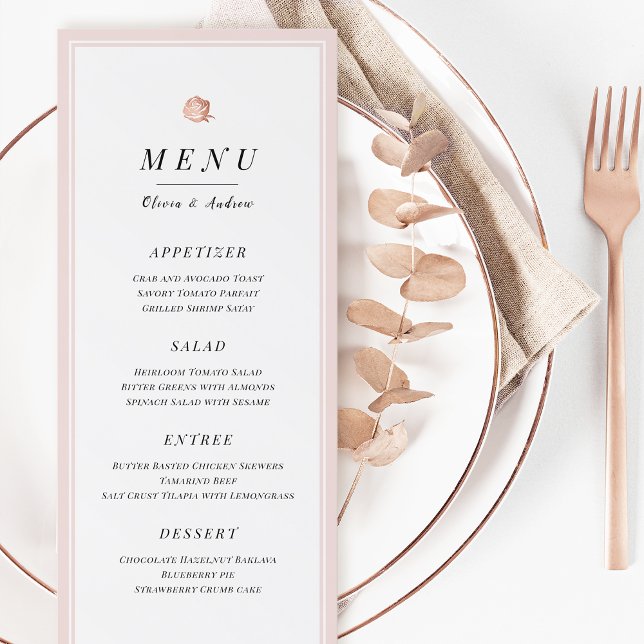 Elegant Rose gold floral minimalist wedding menu (Elegant Rose gold floral minimalist wedding menu)