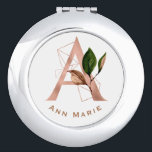 Elegant Rose Gold Floral Monogram Bridal Party  Compact Mirror<br><div class="desc">The letter A - a beautiful monogram initial in rose gold embellished with an exquisite floral and geometric shape pattern.  Ideal gift and keepsake idea for your favourite bridesmaid.  Easily customise the name of your choice.</div>