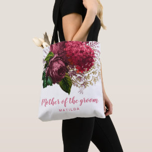 Elegant rose gold floral mother of the groom tote bag