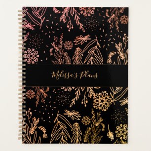Elegant Rose Gold Floral Pattern signature Planner