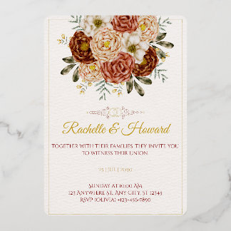 Elegant Rose Gold Floral Wedding Invitation | Blus
