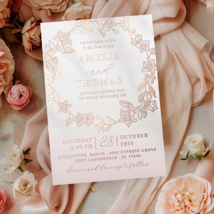 Elegant Rose Gold Floral Wreath Wedding