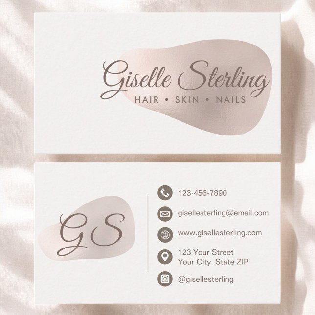 Elegant Rose Gold Foil Abstract Blush Beauty Business Card (Creator Uploaded)