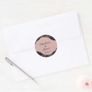 Elegant Rose Gold Foil Agate Wedding Classic Round Sticker