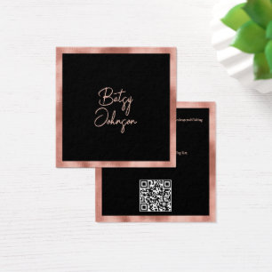 Elegant Rose Gold Foil and Black Business Card