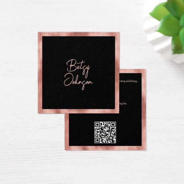 Elegant Rose Gold Foil and Black Business Card (Desk)