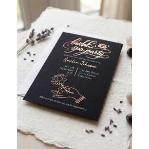 Elegant Rose Gold Foil Bridal Spa Party Invitation