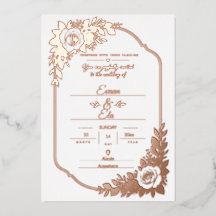 Elegant Rose Gold Foil Floral Wedding Invitation 