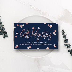 Elegant Rose Gold Foil Gift Registry Wedding Enclosure Card