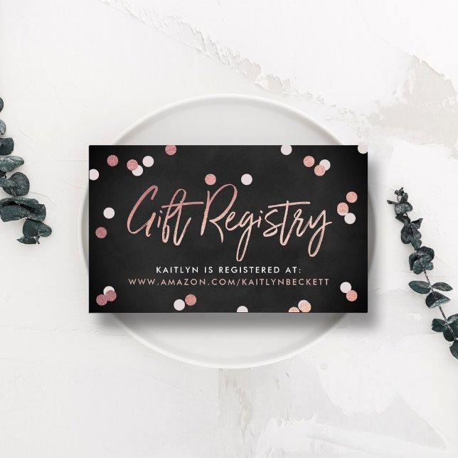 Elegant Rose Gold Foil Gift Registry Wedding Enclosure Card (Creator Uploaded)