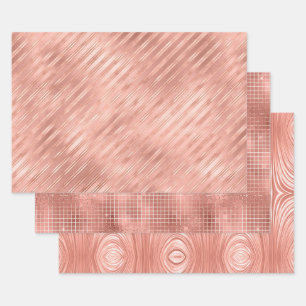 Elegant Rose Gold Foil Glam Patterns Wrapping Paper Sheet