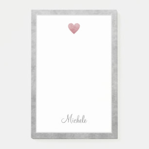 Elegant Rose Gold Foil Heart Modern Script Post-it Notes