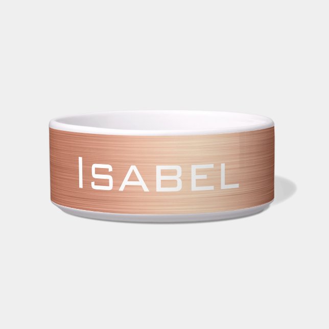 Elegant Rose Gold Foil Monogram Personalised Pet Bowl (Front)