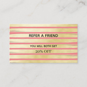 Elegant rose gold foil paint striped professional referral card