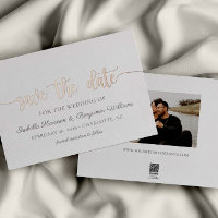 Elegant Rose Gold Foil Save The Date Announcement
