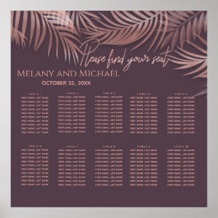 Elegant rose gold foil  tropical leaves romantic poster