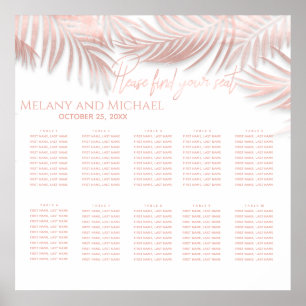 Elegant rose gold foil  tropical leaves romantic poster