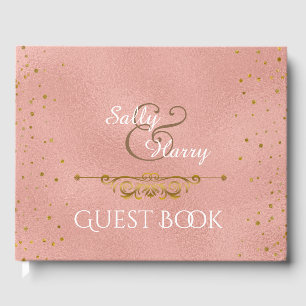 Elegant Rose Gold Foil Wedding Confetti Dots Guest Book