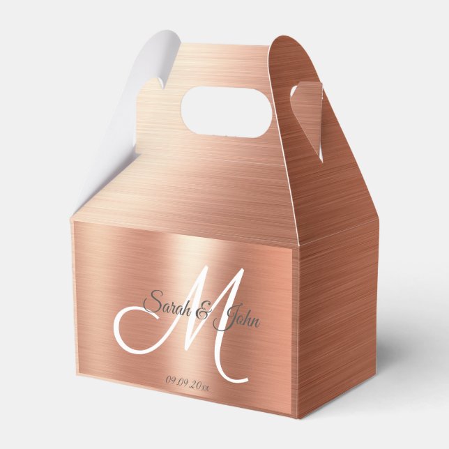 Elegant Rose Gold Foil Wedding Favour Favour Box (Front Side)
